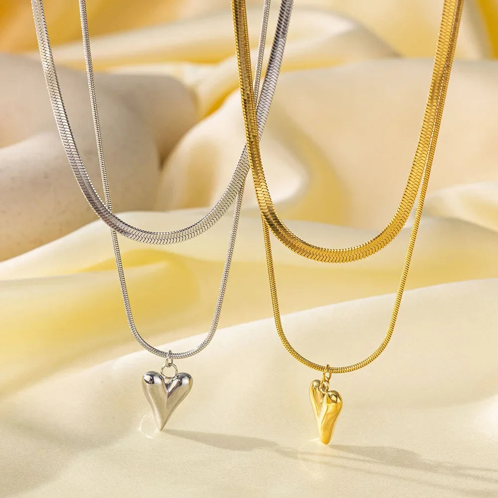 Titanium Steel Necklace Women's Style Heart Shape