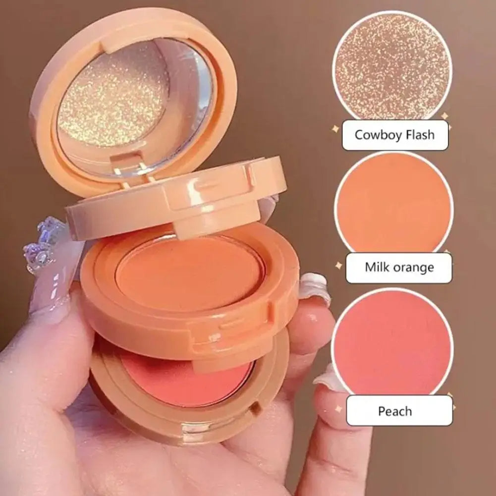 3 In 1 Matte Highlighter Blush Palette Pearly Blush