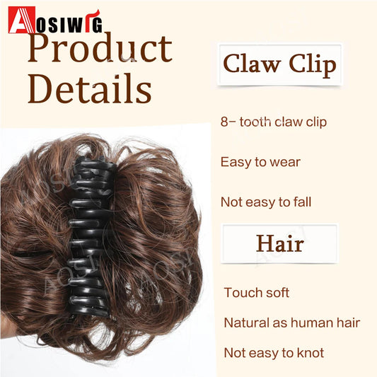 Synthetic Chignon Messy Bun Claw Clip