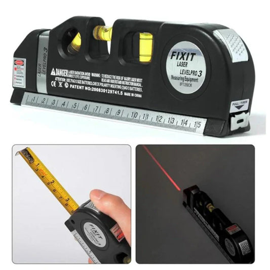 4 in 1 Fixit Laser Level Pro 3 4in1 Multi-Purpose Measuring Tool With 8 Feet Tape