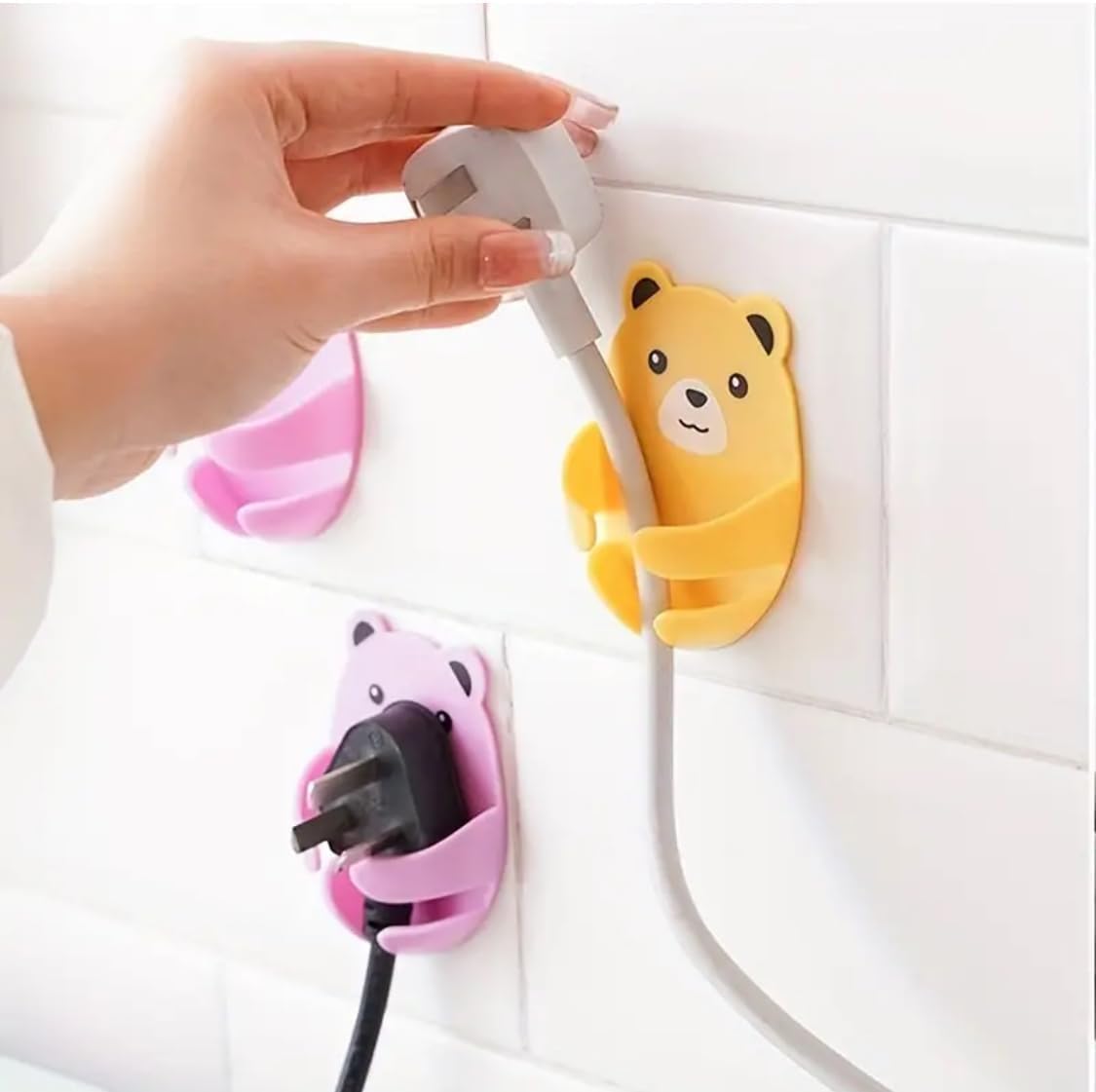 4Pcs Hooks Holders Wall-Mounted Wall Hanging Plug Socket Holder