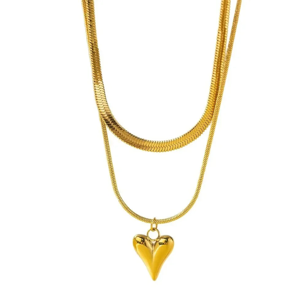 Titanium Steel Necklace Women's Style Heart Shape