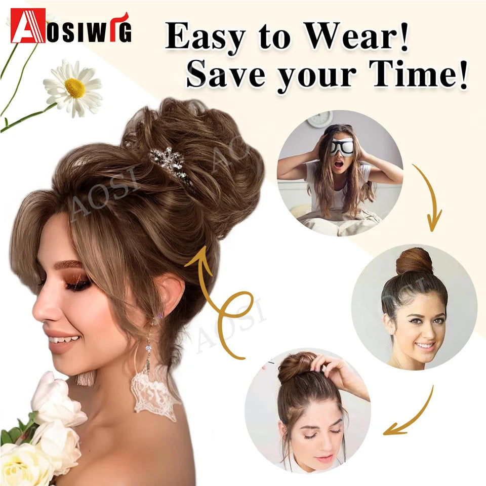 Synthetic Chignon Messy Bun Claw Clip