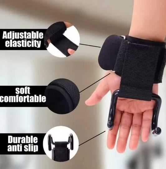 Weight Lifting Rod Hooks Wrist Support ( pair of 1 )