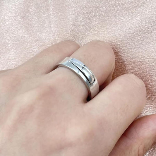 Unisex Stainless Steel Ring With Foldable Blade