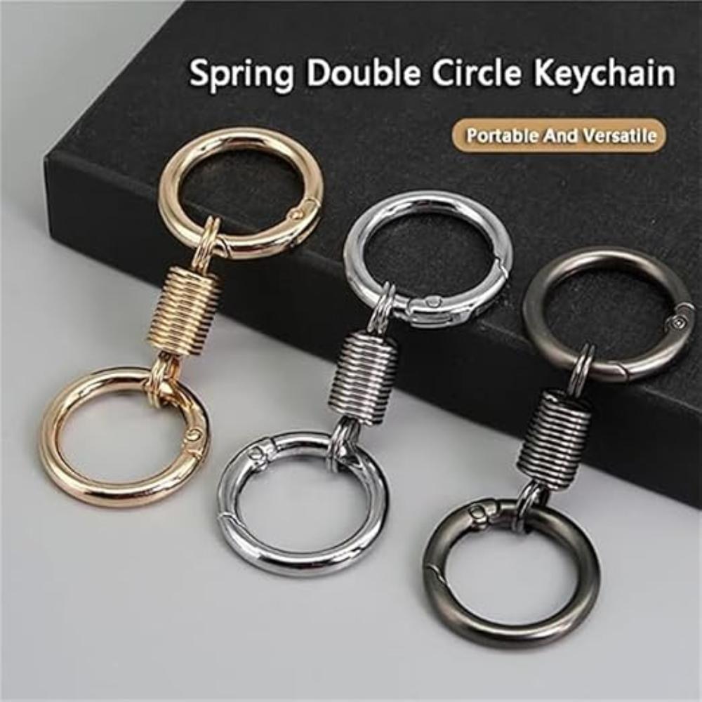 Retro Spring Double Ring Keychain