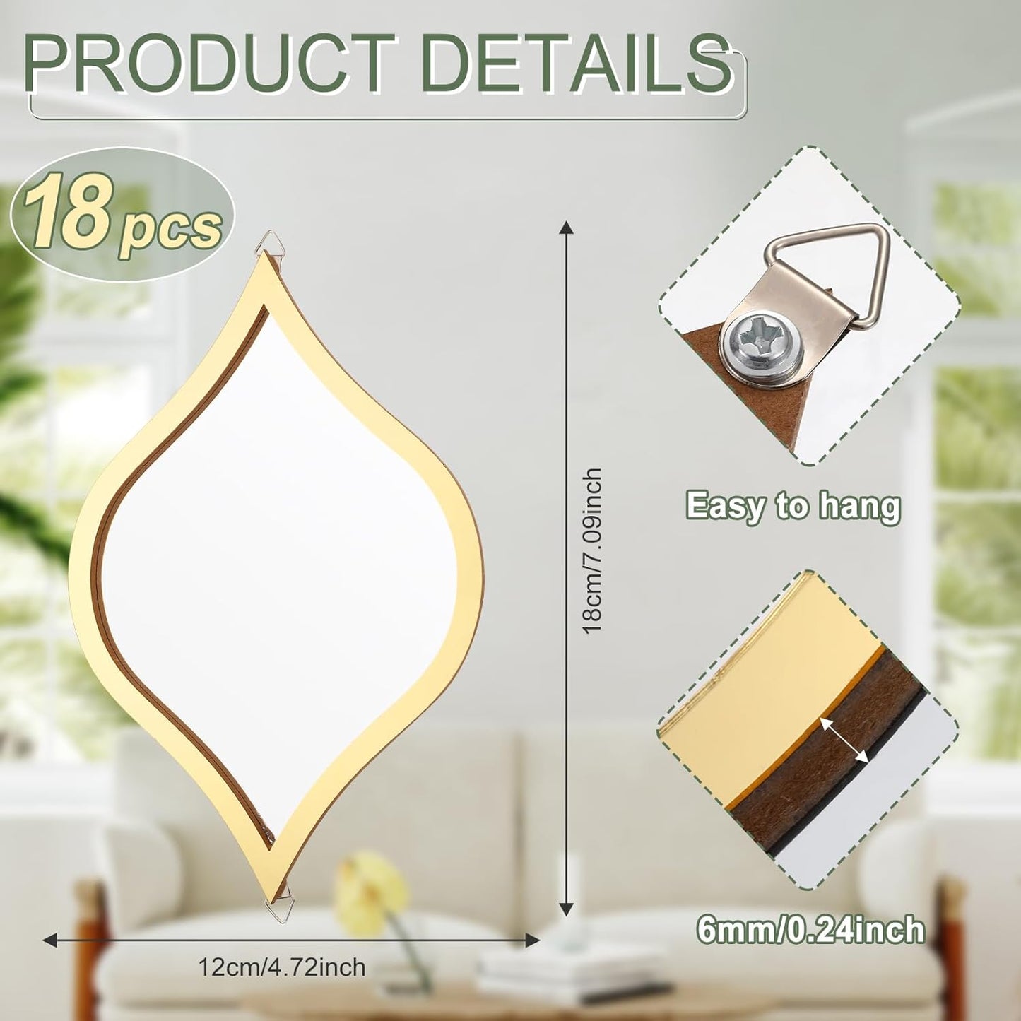Teardrop Mirror Wall Decor