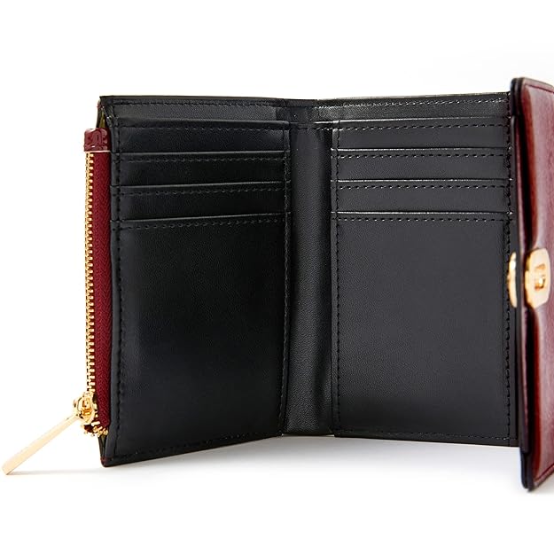 London Women's Faux Leather Burgundy Patent Lock Wallet Purse