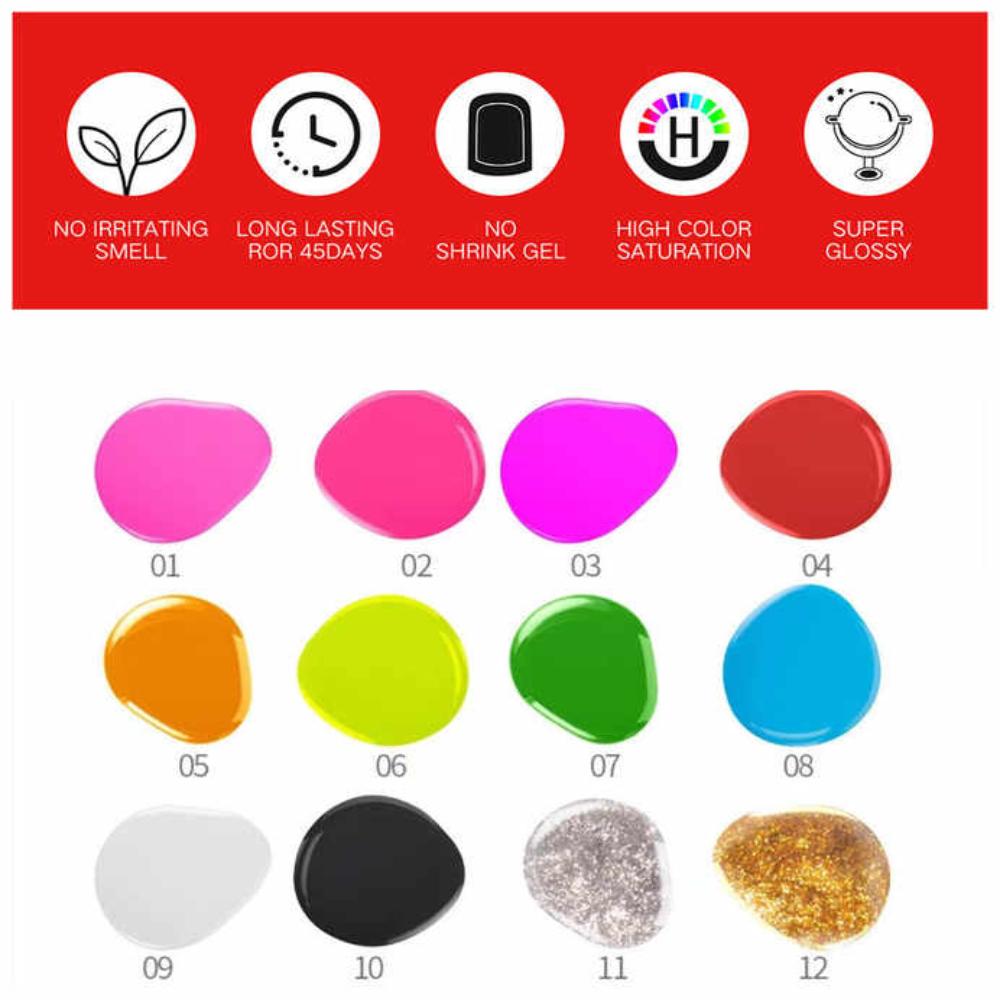 Paint Gel Nails Set (Pack of 12)