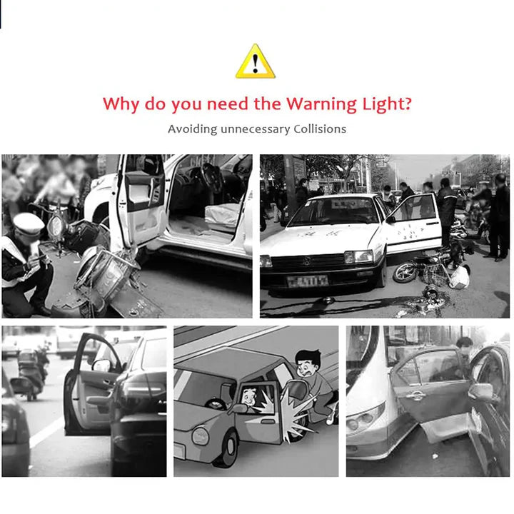 (Packof 4) Car Door Warning Anti Collision Wireless Red LED Flash Alarm light
