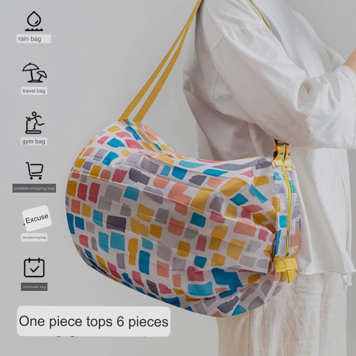 Foldable bag with semi-automatic closure for shopping and going out