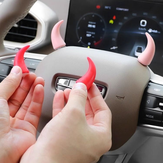Devil Car Horns Sticker (1 Pair Black + 1 Pair Red)