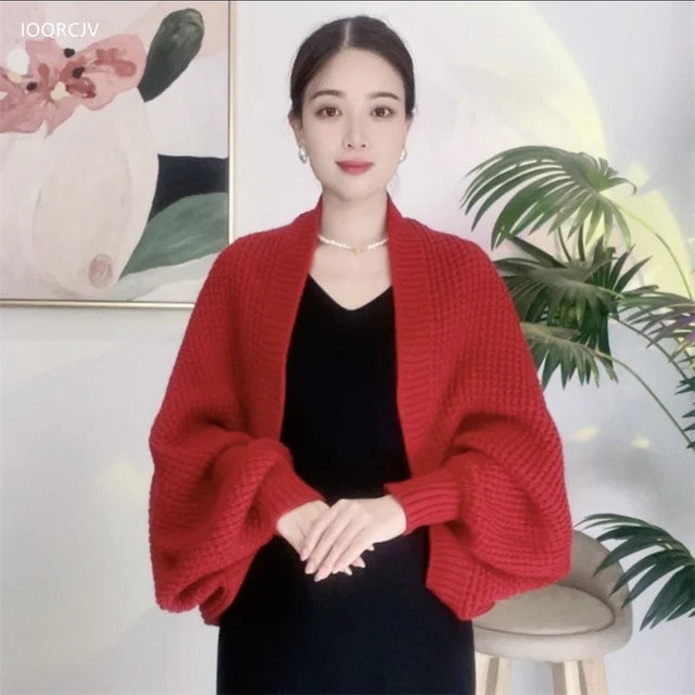 Sweater shawl with sleeves for women