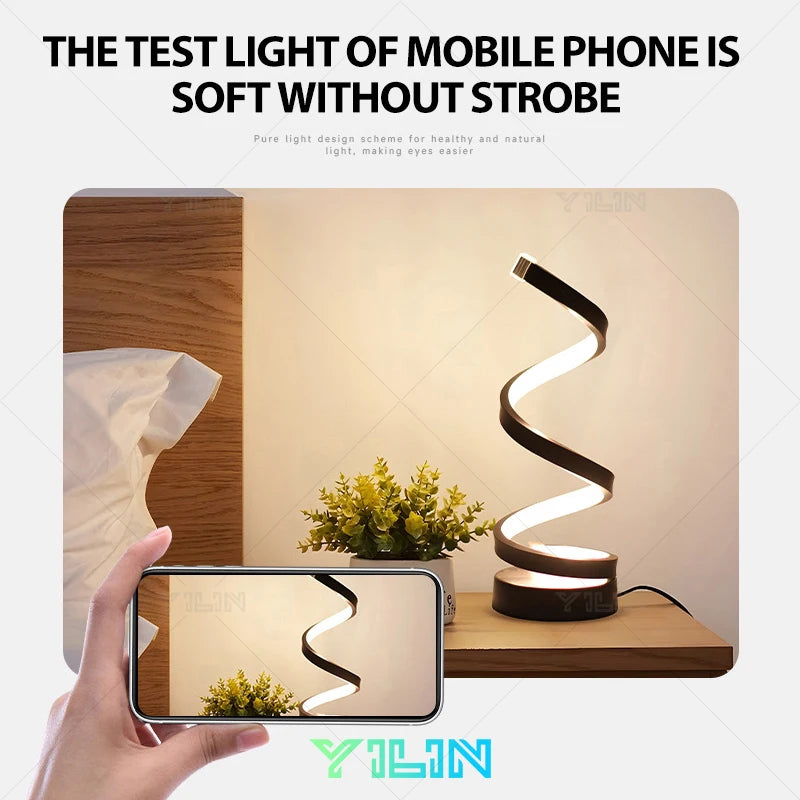 LED Desk Lamp Modern Spiral Line Syle Dimmable Bedside Lamp Creative LED Table Night Light For Bedroom Living Room Home Decorate