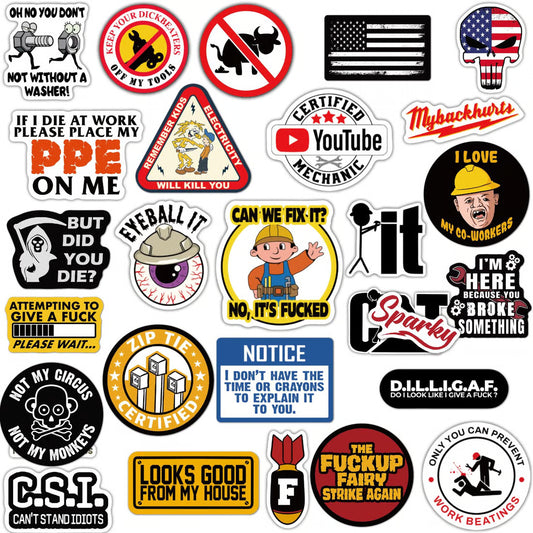 🔥150Pcs Blue Collar Funny Stickers 👷♂️