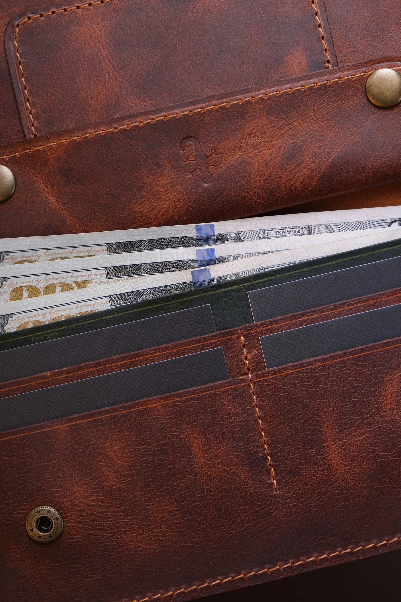 Leather Wallet with Phone Pocket