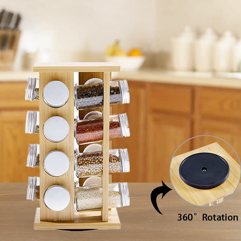 Rotating Solid Wood Spice Rack