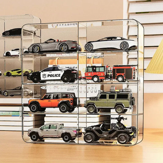 Transparent Dustproof Car Box With 8 Mini Cars