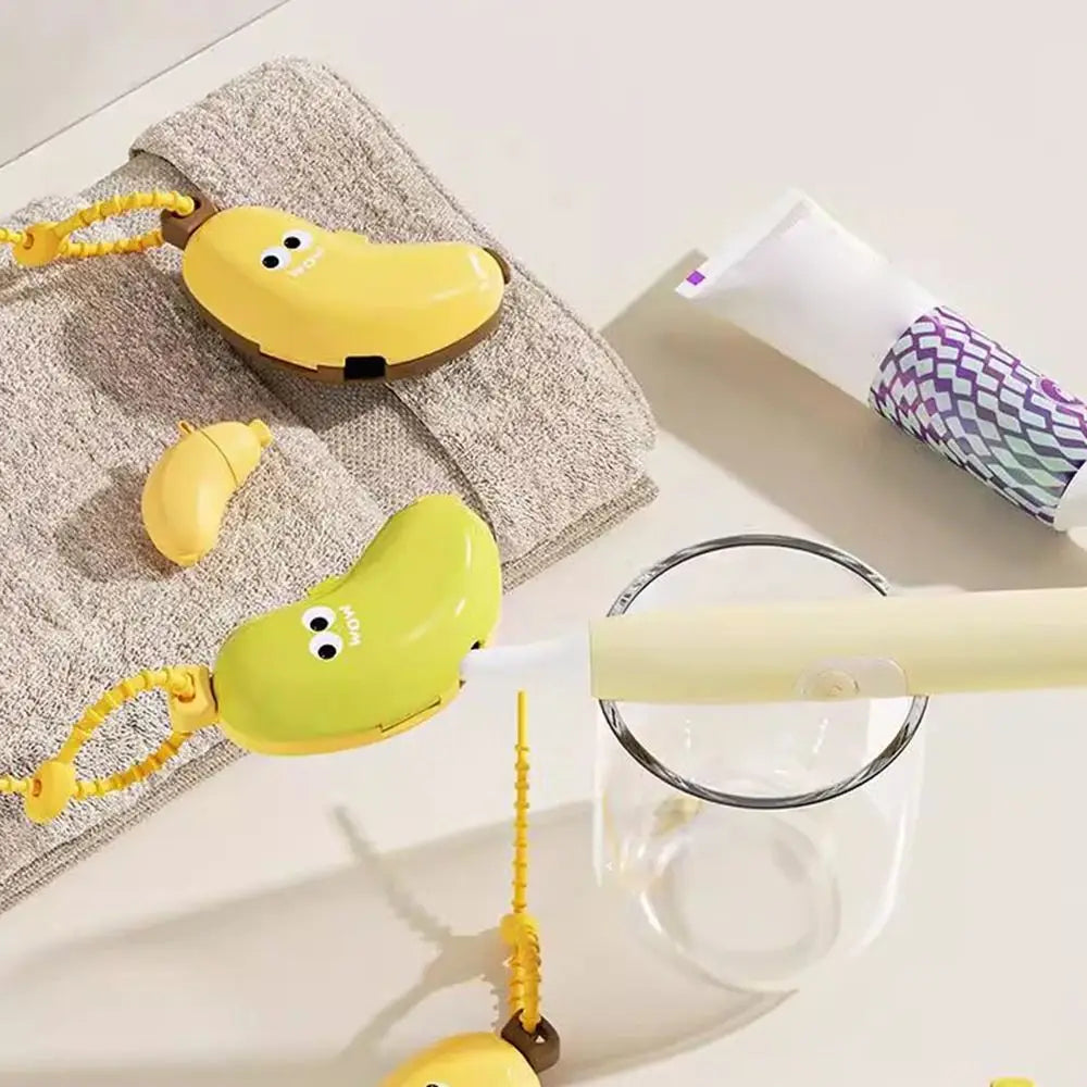 Banana Shaped travel toothbrush kit