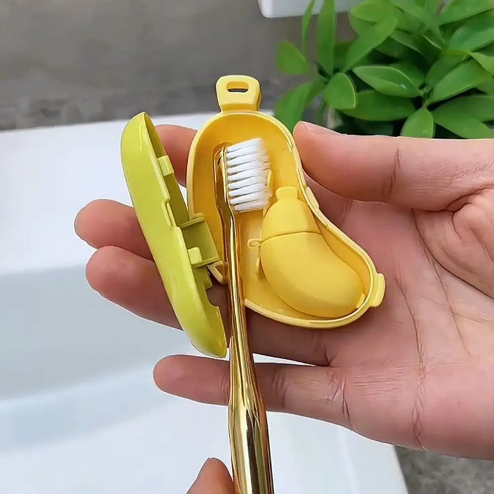 Banana Shaped travel toothbrush kit