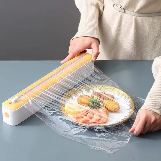 Food Film Dispenser Magnetic Plastic Wrap Dispenser with Cutter