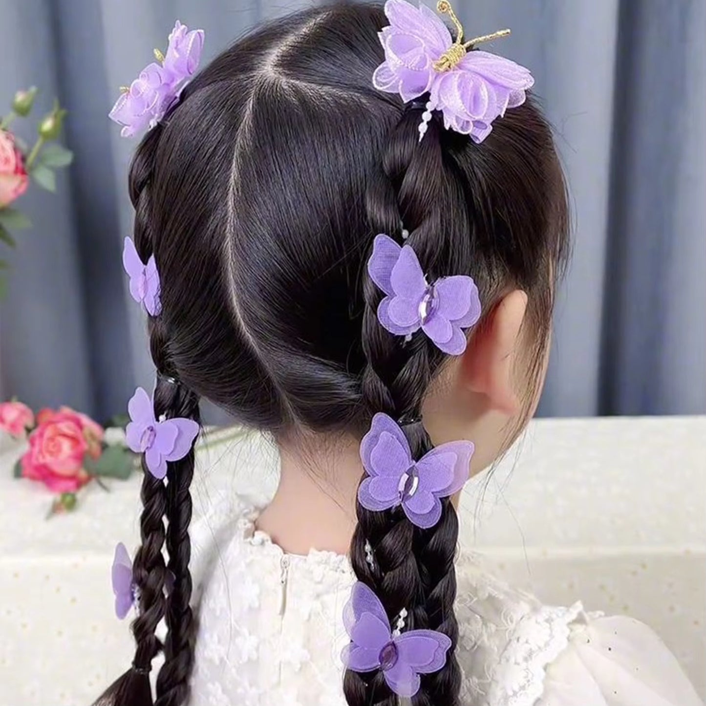 2Pcs Cute Pearl Butterfly Hair Clips For Girls