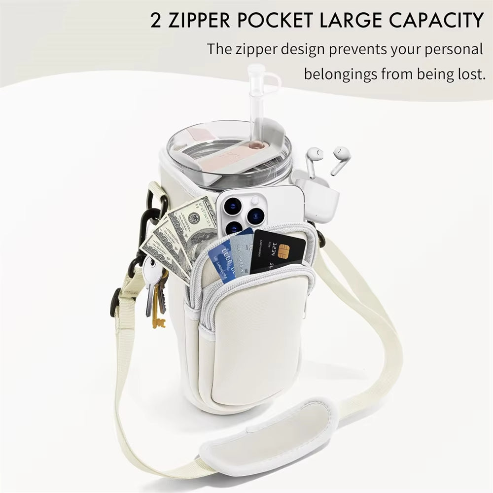 Water Bottle Carrier Bag with Phone Pocket
