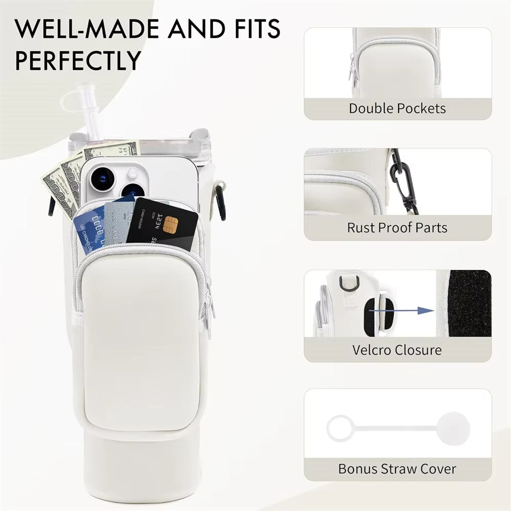 Water Bottle Carrier Bag with Phone Pocket