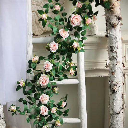 Artificial flowers rose Plants vineHanging Silk Garland Green Plant
