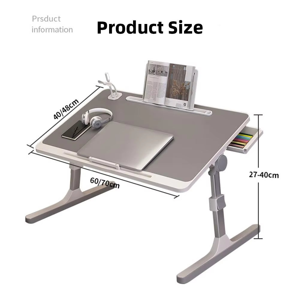 Adjustable Laptop Desk For Bed With Bookshelves Drawers