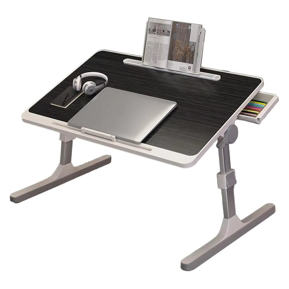 Adjustable Laptop Desk For Bed With Bookshelves Drawers