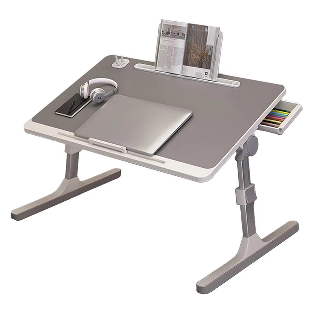 Adjustable Laptop Desk For Bed With Bookshelves Drawers