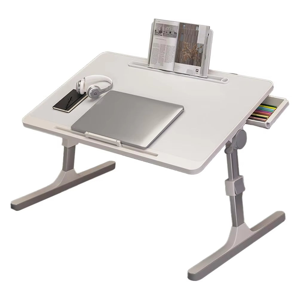 Adjustable Laptop Desk For Bed With Bookshelves Drawers