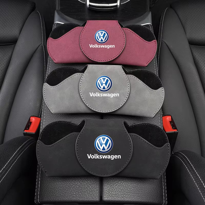 Car Glasses Case Sun Visor Suede Leather Eyeglass