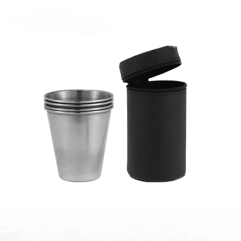 Stainless Steel Shot Glasses with Leather Case