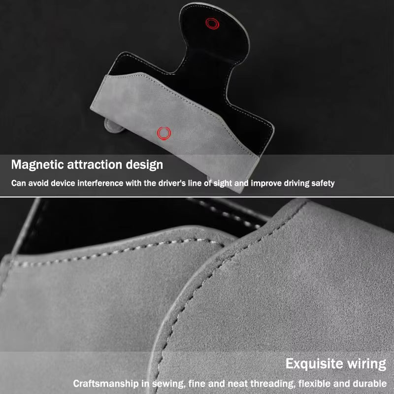 Car Glasses Case Sun Visor Suede Leather Eyeglass
