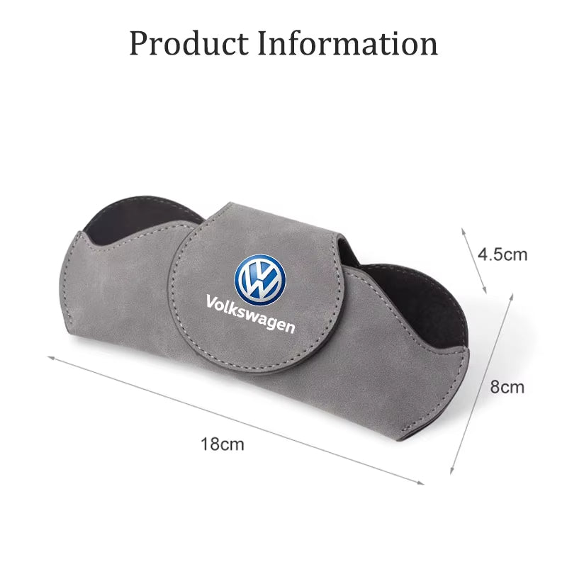 Car Glasses Case Sun Visor Suede Leather Eyeglass