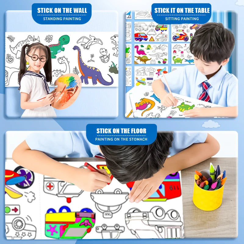 Imported Children's Coloring Drawing Roll Sticker