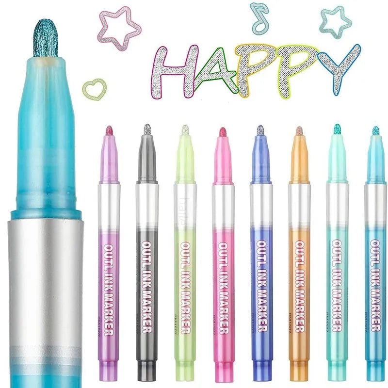 Dual-Line Glittering Marker - Set of 12 markers