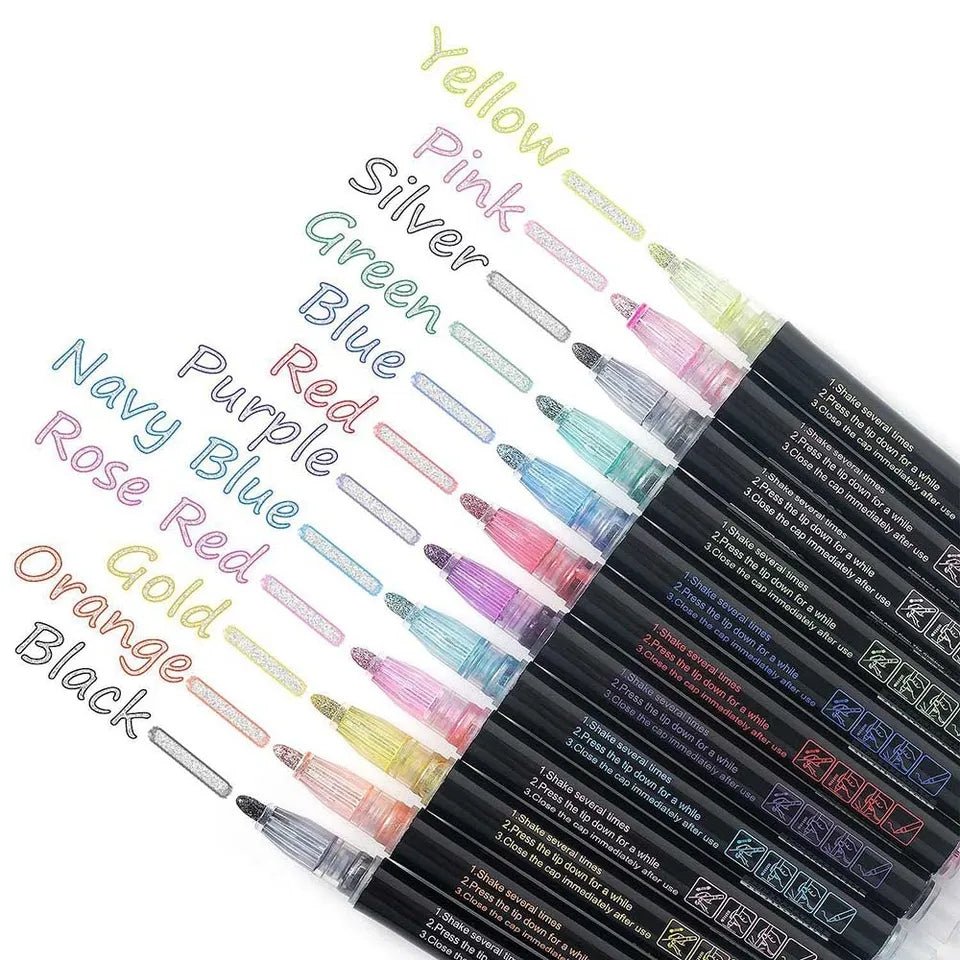 Dual-Line Glittering Marker - Set of 12 markers