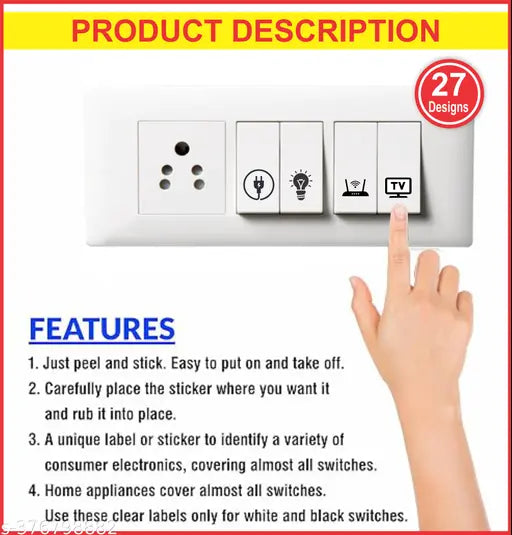 Switch Sticker For for Electric Board ( Pack of 5 sheets )