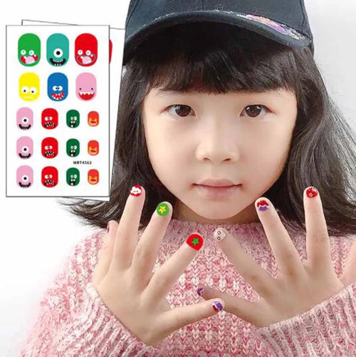 Cute Cartoon Kids Reusable Nail Stickers