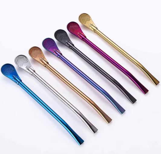 Straw Metal With Filter Spoon (PACK OF 2)