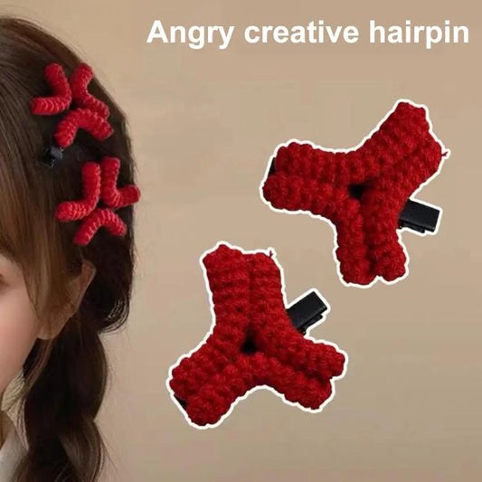 Wool Hairpin Angry  One-Word Clip