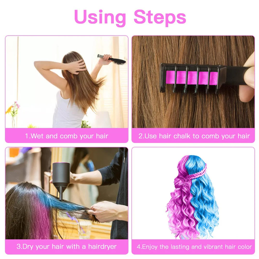 Hair Chalk for Girls Temporary Washable Hair Color Dye