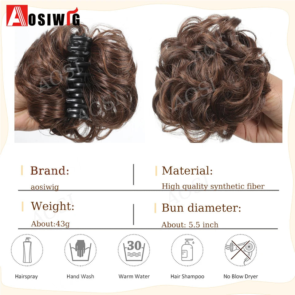 Synthetic Chignon Messy Bun Claw Clip