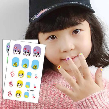 Cute Cartoon Kids Reusable Nail Stickers
