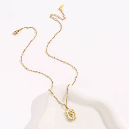 Titanium Steel Rose Flower Pendant Necklace