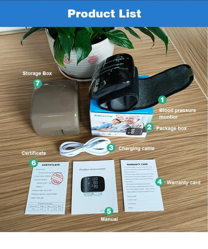 Button Mode LCD Screen Rechargeable Voice Wrist Blood Pressure Monitor