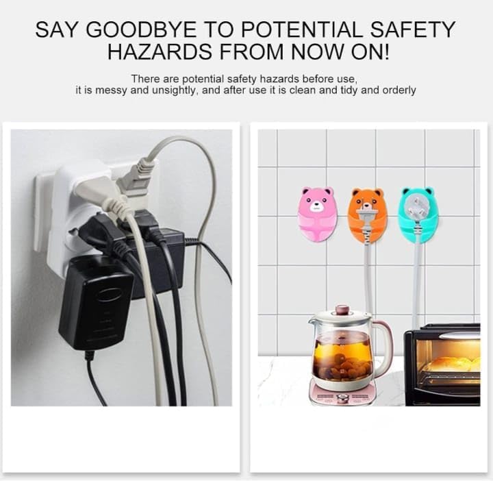 4Pcs Hooks Holders Wall-Mounted Wall Hanging Plug Socket Holder